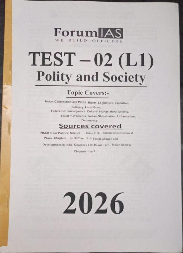 Forum IAS PRELIMS TEST SERIES 2026 With Solution | English Medium | Test 1-44