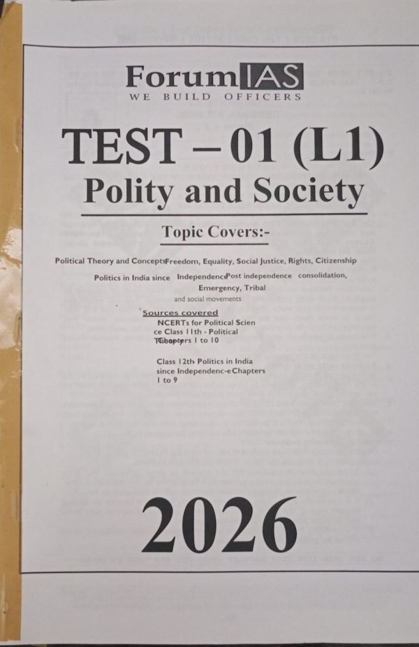 Forum IAS PRELIMS TEST SERIES 2026 With Solution | English Medium | Test 1-44