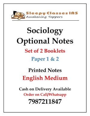 Sleepy Classes IAS Sociology Optional Printed Notes | Spiral Bound Format | English Medium Sleepy Classes IAS Sociology Optional Printed Notes | Spiral Bound Format | English Medium
